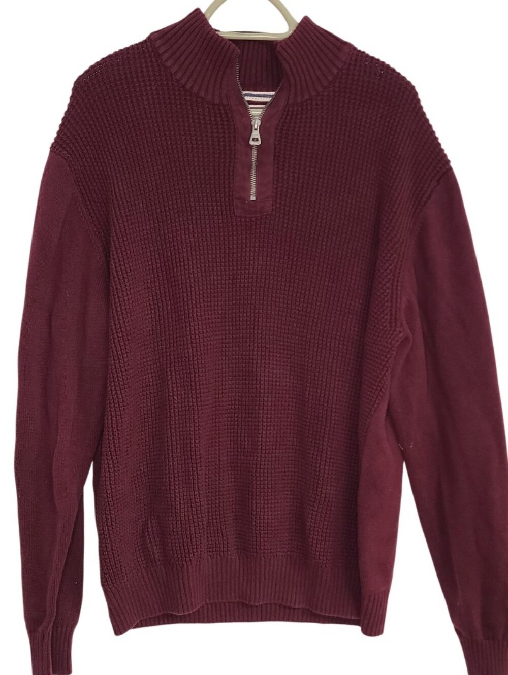​Weatherproof Vintage 1/2 Zip Thermal Knit Sweater Maroon Burgundy XL